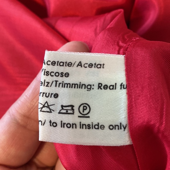 Vintage Sandra Pabst Red Dress with Real Fur - Picture 6 of 8